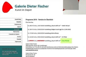 Schließt in Kürze, Galerie Dieter Fischer. Letzte Ausstellung: Jana Pänder, vorverlegt auf den 10.-26. August