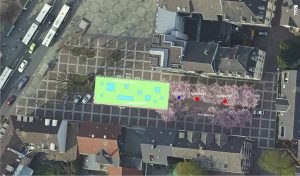Im Bereich der heute provisorisch angelegten Stellplätze auf dem Wilhelmplatz soll ein Trampolinpark für Kinder und Jugendliche entstehen. Bild: Stadt Dortmund