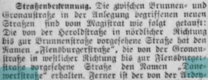 Bekanntmachung der Vergabe des Namens Danwerkstraße, 1904