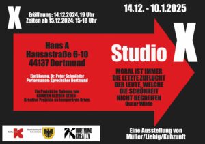 Flyer der Studio X-Ausstellung im HANS A 