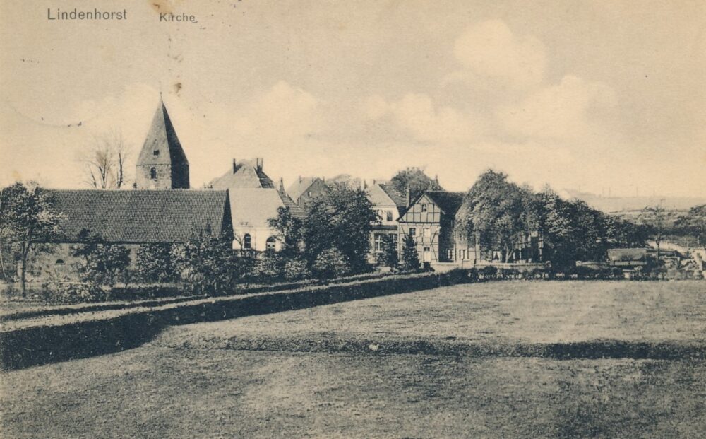 Lindenhorst mit Kirche, um 1916